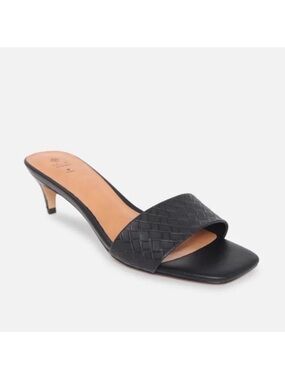 Call it Spring slip on black vegan kitten heel slide mule sandal shoes size 9